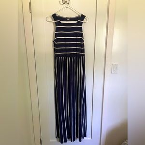 Venus navy and white striped maxi dress